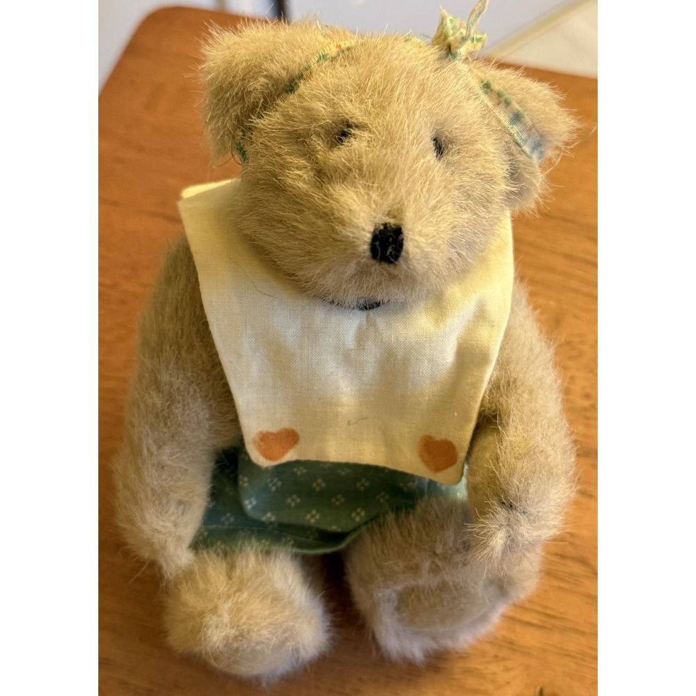 Vintage 90s Boyds Bears With Dress, Bow & Bib Jointed 8" Plush